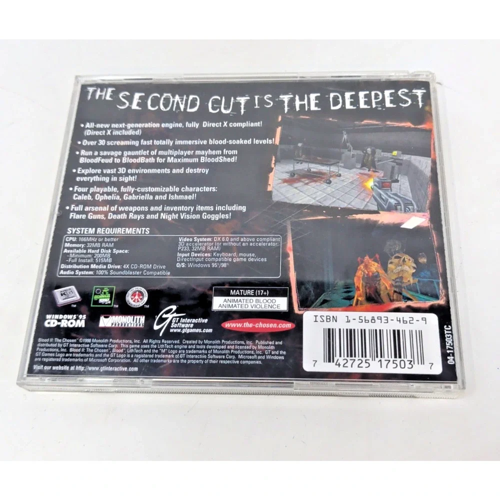 Blood Spill Some 2 disc Set + Blood II The Chosen & Manuals PC\CD Windows 95\98